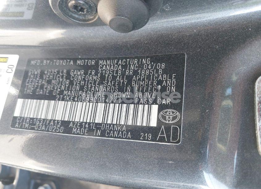 Photo 9 of 2009 Toyota Matrix S (VIN 2T1KE40E99C014771)