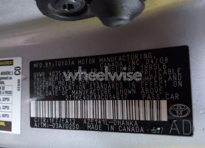 Photo 9 of 2009 Toyota Matrix S (VIN 2T1KE40EX9C014617)