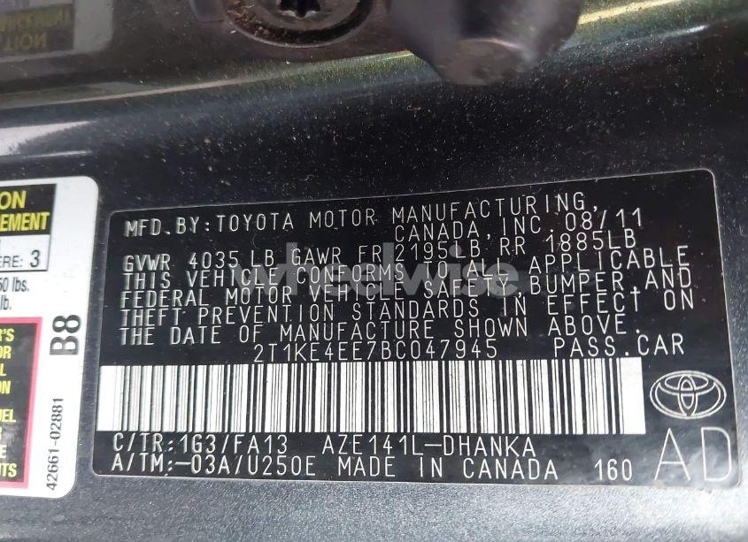 Photo 9 of 2011 Toyota Matrix S (VIN 2T1KE4EE7BC047945)