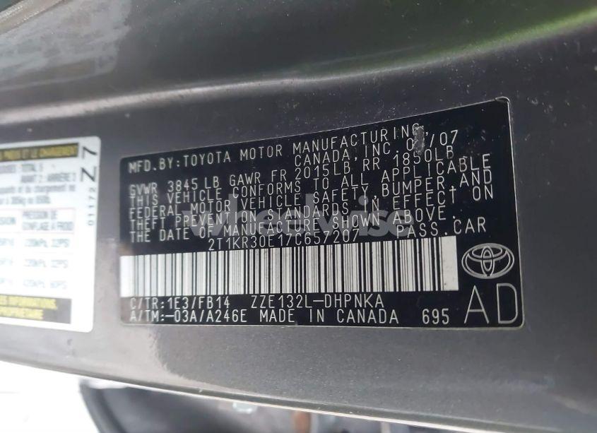 Photo 9 of 2007 Toyota Matrix XR (VIN 2T1KR30E17C657207)