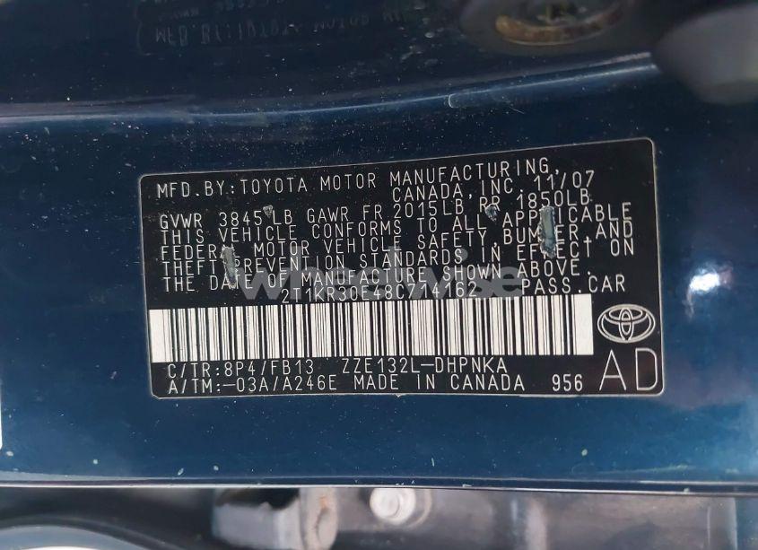 Photo 9 of 2008 Toyota Matrix XR (VIN 2T1KR30E48C714162)