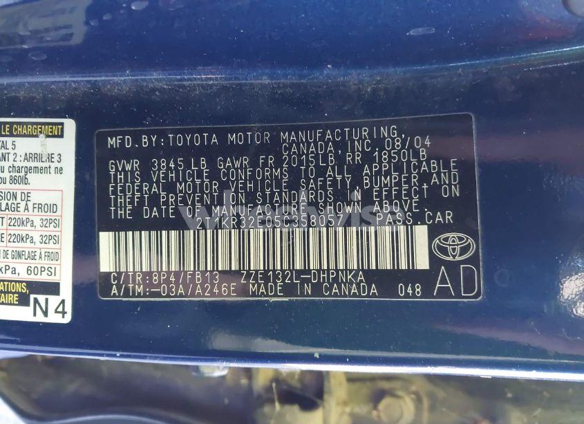 Photo 9 of 2005 Toyota Matrix XR (VIN 2T1KR32E05C358057)