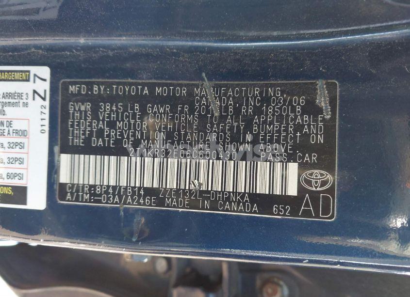 Photo 9 of 2006 Toyota Matrix XR (VIN 2T1KR32E06C600430)