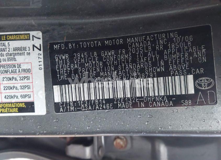 Photo 9 of 2007 Toyota Matrix XR (VIN 2T1KR32E07C638791)