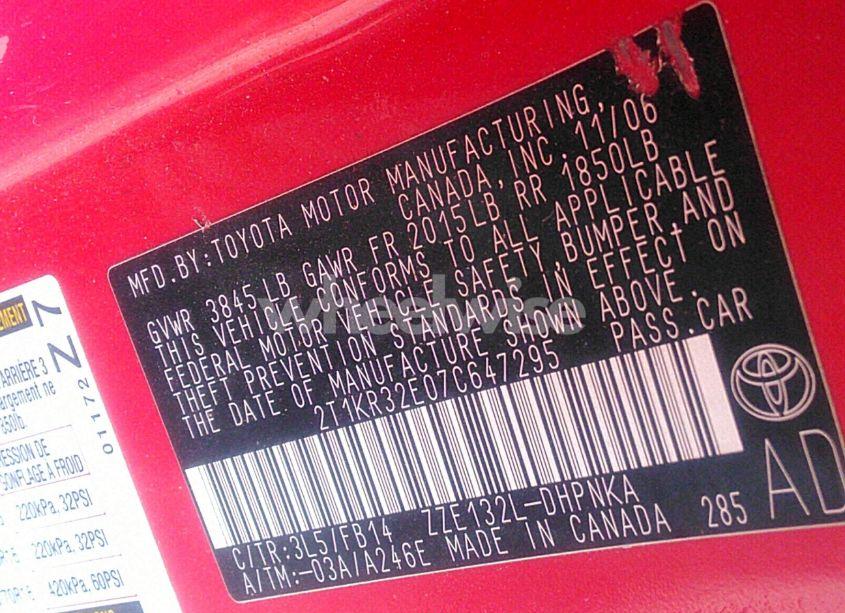 Photo 9 of 2007 Toyota Matrix XR (VIN 2T1KR32E07C647295)