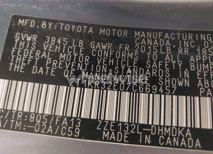 Photo 9 of 2007 Toyota Matrix (VIN 2T1KR32E07C669457)