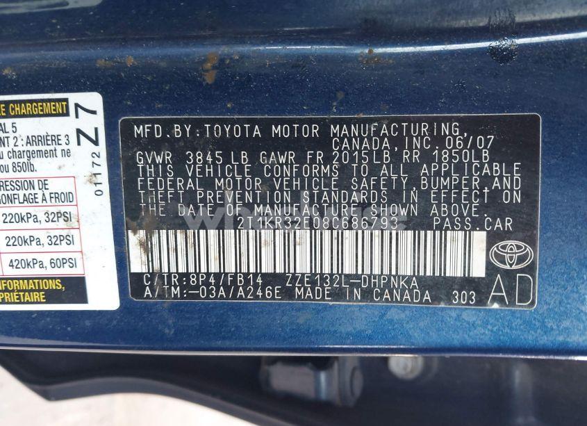 Photo 9 of 2008 Toyota Matrix XR (VIN 2T1KR32E08C686793)