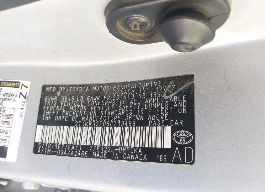 Photo 9 of 2008 Toyota Matrix (VIN 2T1KR32E08C719498)