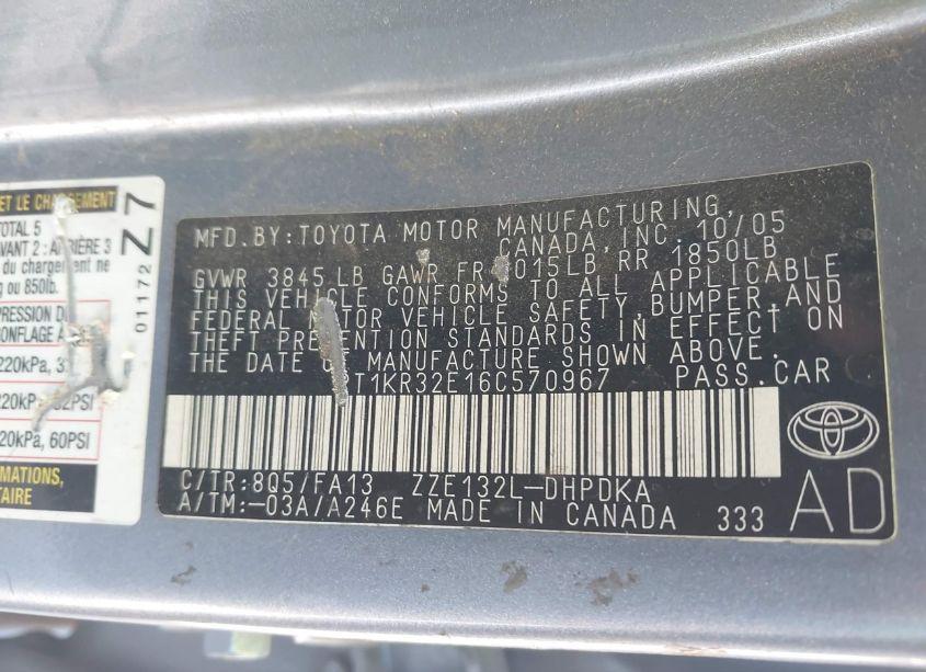 Photo 9 of 2006 Toyota Matrix (VIN 2T1KR32E16C570967)