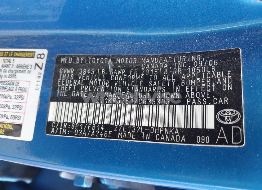 Photo 9 of 2007 Toyota Matrix XR (VIN 2T1KR32E17C635303)