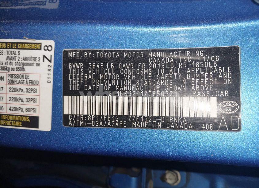 Photo 9 of 2007 Toyota Matrix XR (VIN 2T1KR32E17C650321)