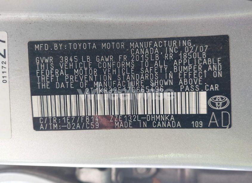 Photo 9 of 2007 Toyota Matrix XR (VIN 2T1KR32E17C665496)