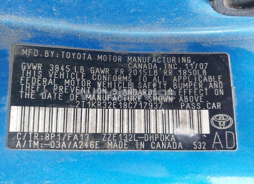 Photo 9 of 2008 Toyota Matrix (VIN 2T1KR32E18C717937)