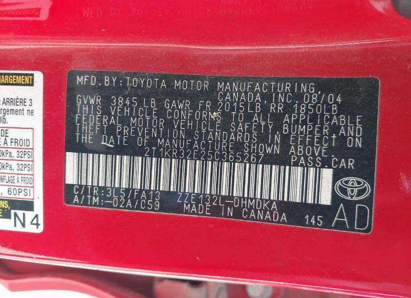 Photo 9 of 2005 Toyota Matrix (VIN 2T1KR32E25C365267)