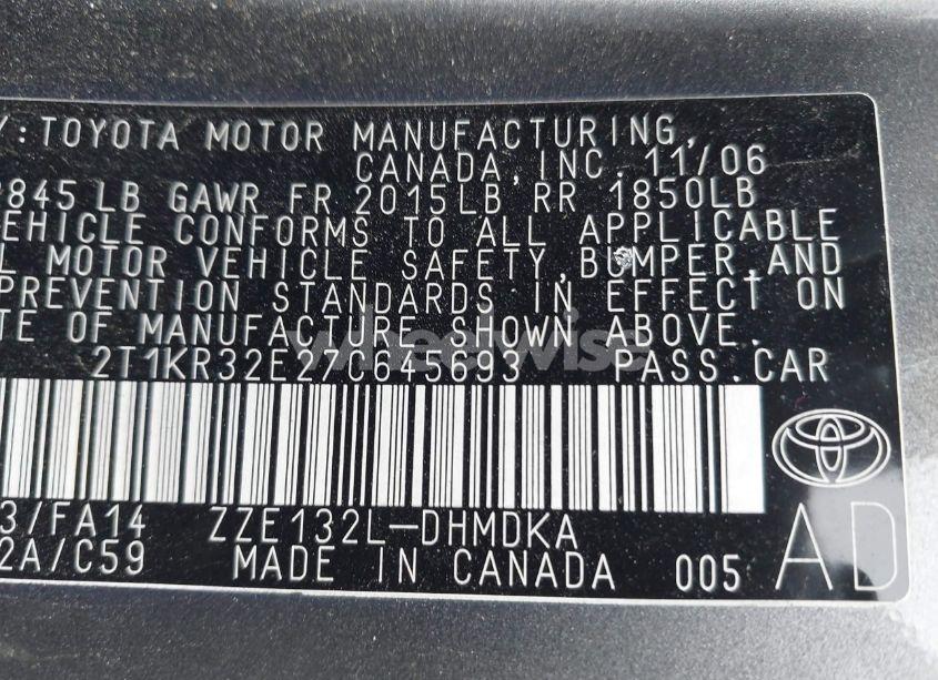 Photo 9 of 2007 Toyota Matrix (VIN 2T1KR32E27C645693)