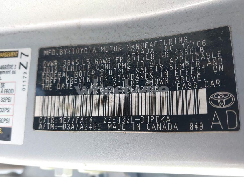 Photo 9 of 2007 Toyota Matrix (VIN 2T1KR32E27C652756)