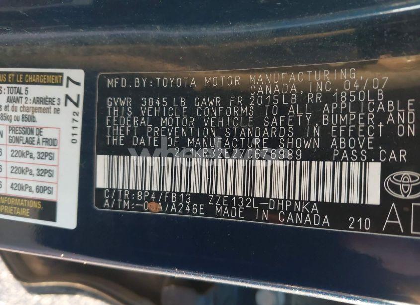 Photo 9 of 2007 Toyota Corolla MATRIX XR (VIN 2T1KR32E27C676989)