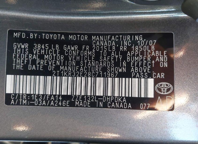Photo 9 of 2008 Toyota Matrix (VIN 2T1KR32E28C711967)