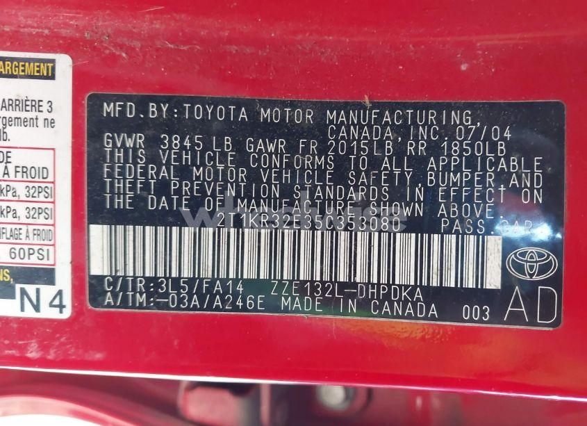 Photo 9 of 2005 Toyota Matrix (VIN 2T1KR32E35C353080)