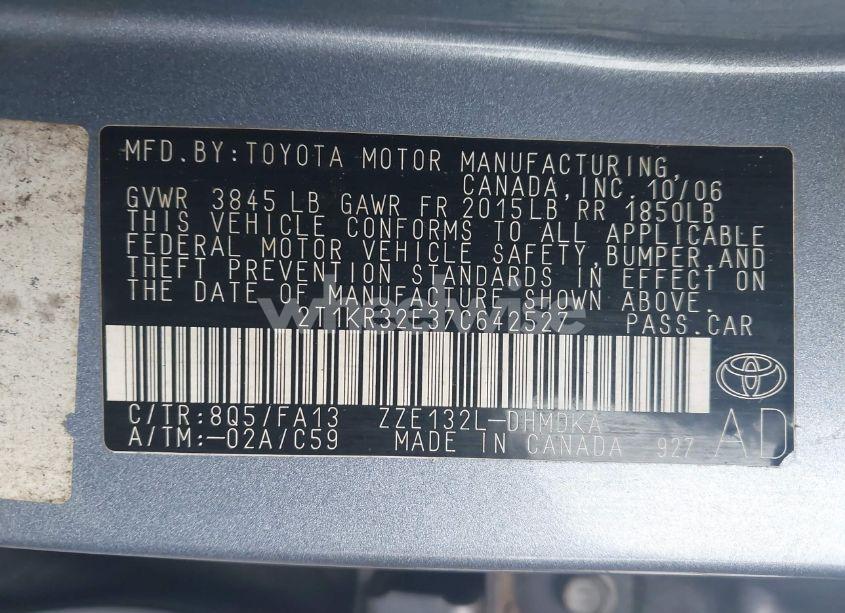 Photo 9 of 2007 Toyota Matrix (VIN 2T1KR32E37C642527)
