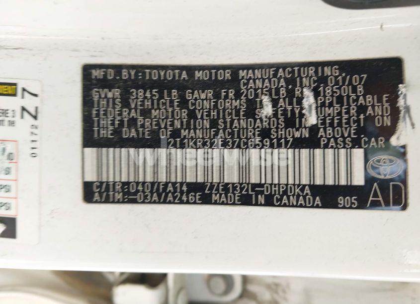 Photo 9 of 2007 Toyota Matrix (VIN 2T1KR32E37C659117)