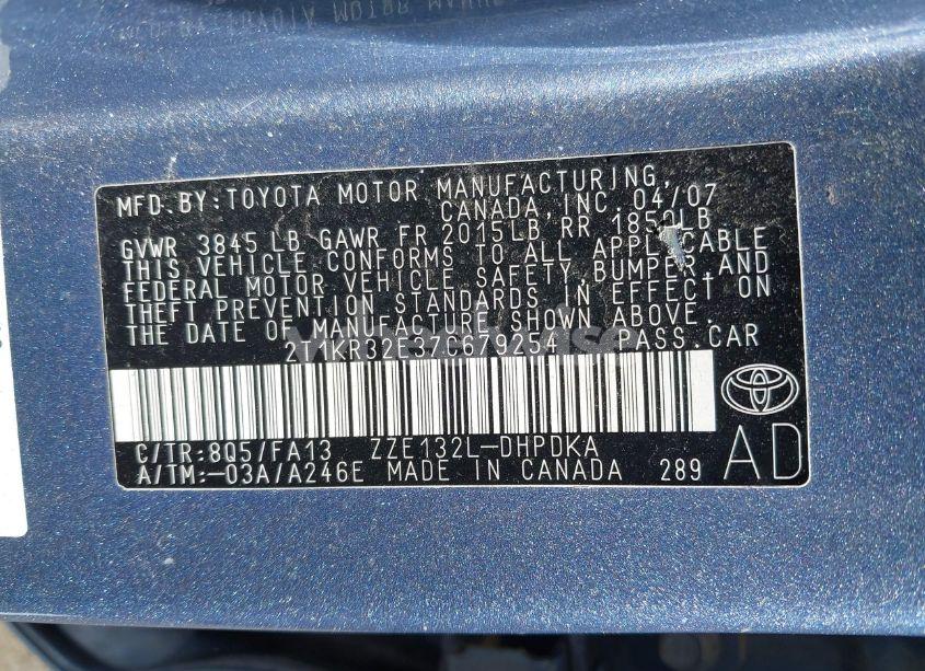 Photo 9 of 2007 Toyota Matrix (VIN 2T1KR32E37C679254)