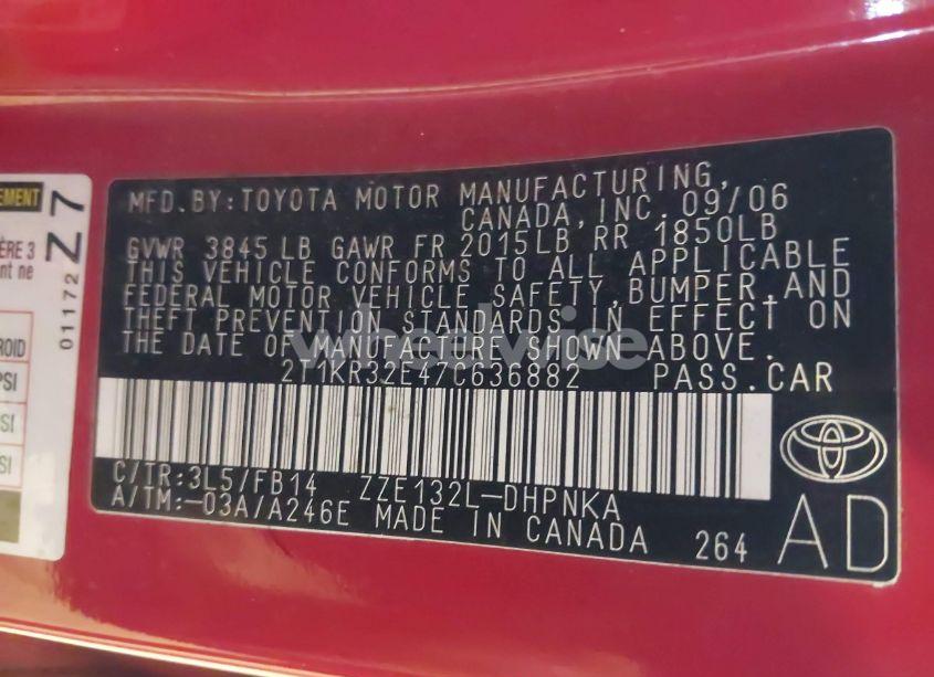 Photo 9 of 2007 Toyota Matrix XR (VIN 2T1KR32E47C636882)