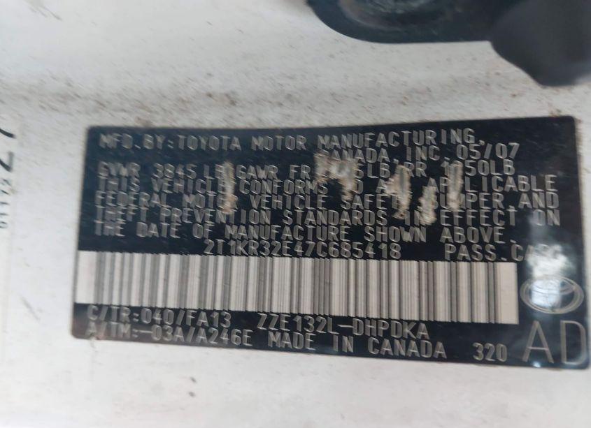 Photo 9 of 2007 Toyota Matrix (VIN 2T1KR32E47C685418)