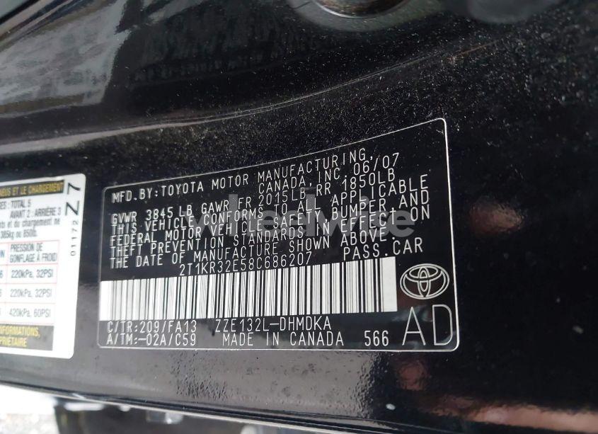 Photo 9 of 2008 Toyota Matrix (VIN 2T1KR32E58C686207)