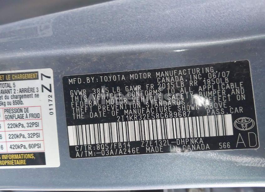 Photo 9 of 2008 Toyota Matrix XR (VIN 2T1KR32E58C689687)