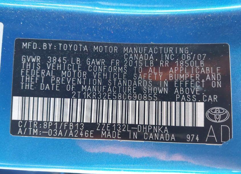 Photo 9 of 2008 Toyota Matrix XR (VIN 2T1KR32E58C690855)