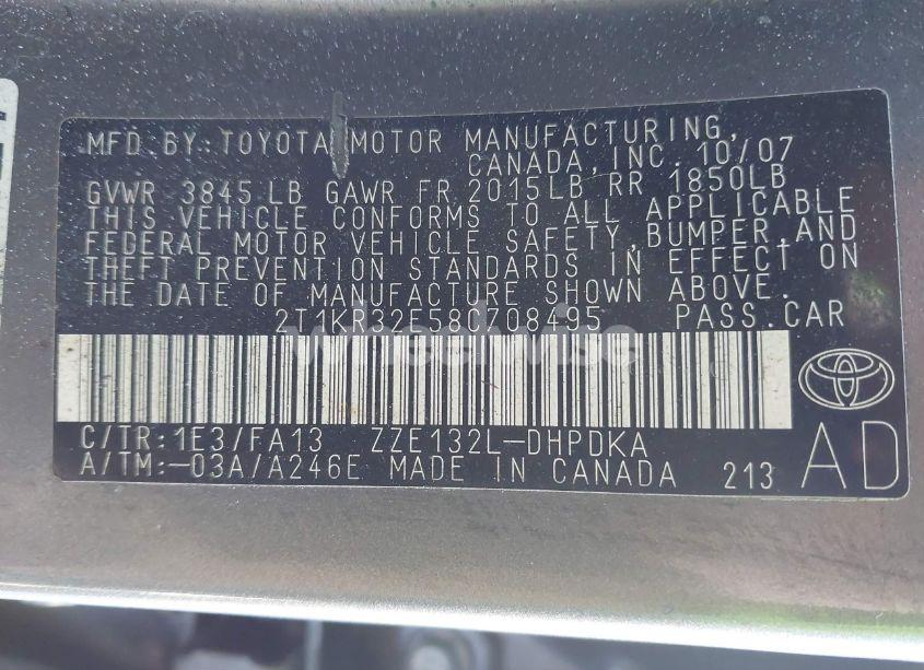 Photo 9 of 2008 Toyota Matrix (VIN 2T1KR32E58C708495)