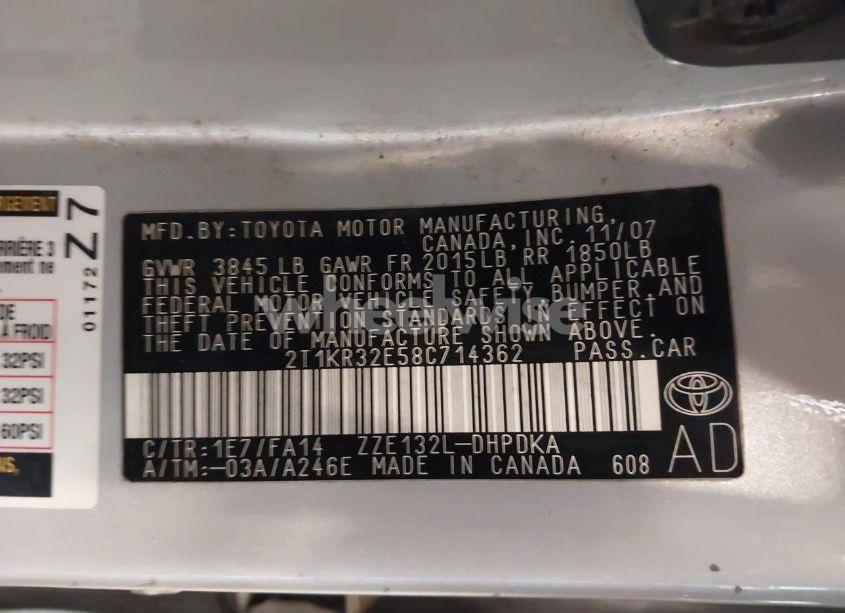 Photo 9 of 2008 Toyota Matrix (VIN 2T1KR32E58C714362)