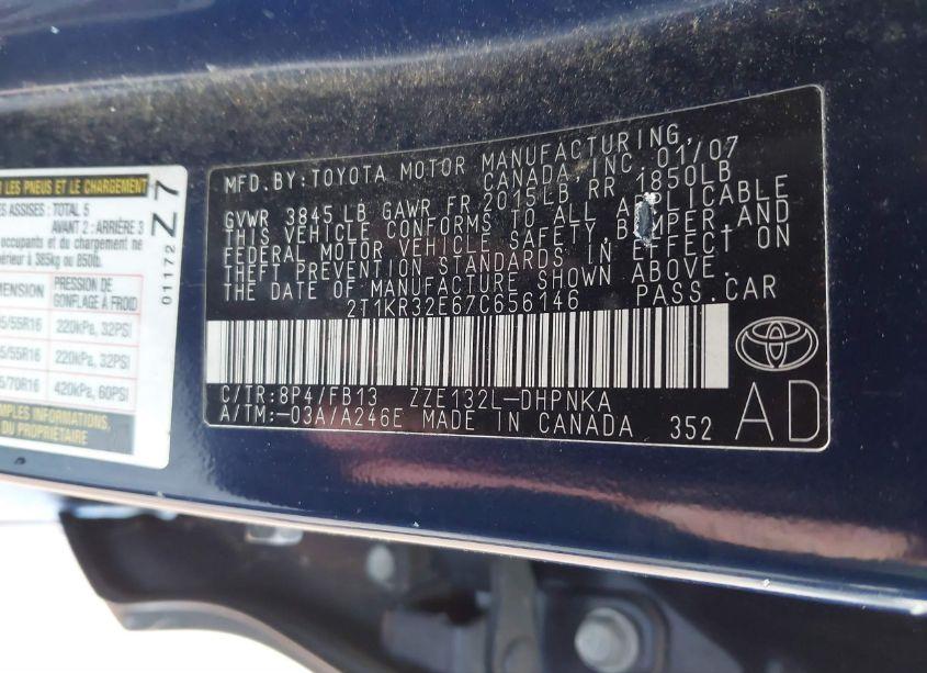 Photo 9 of 2007 Toyota Matrix XR (VIN 2T1KR32E67C656146)