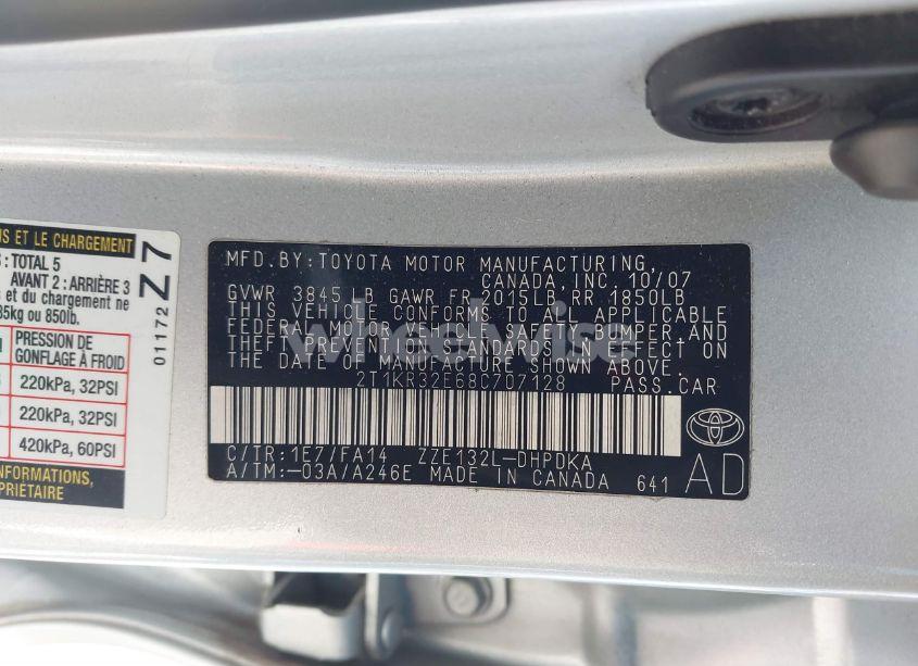 Photo 9 of 2008 Toyota Matrix (VIN 2T1KR32E68C707128)
