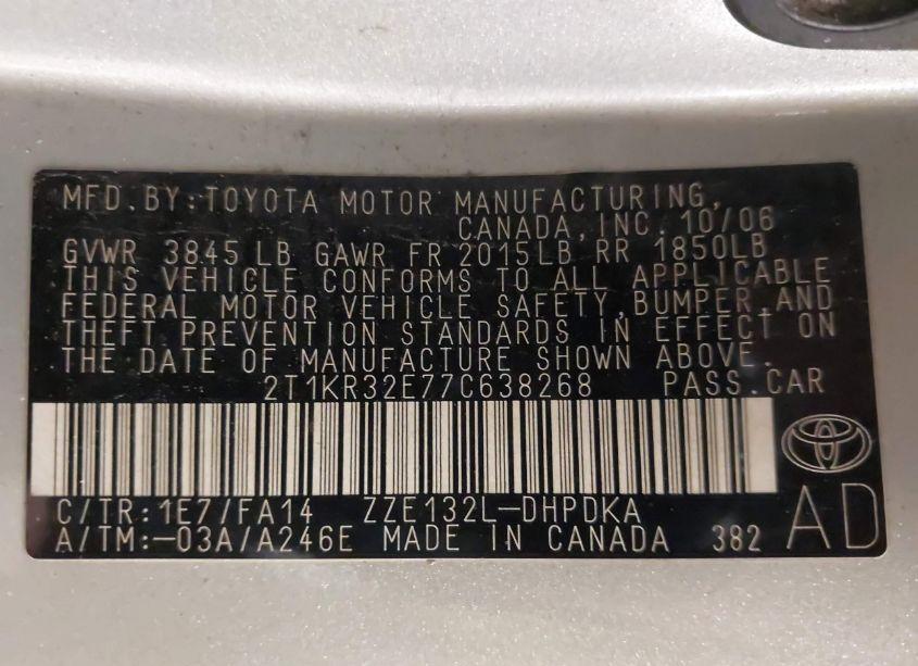 Photo 9 of 2007 Toyota Matrix (VIN 2T1KR32E77C638268)