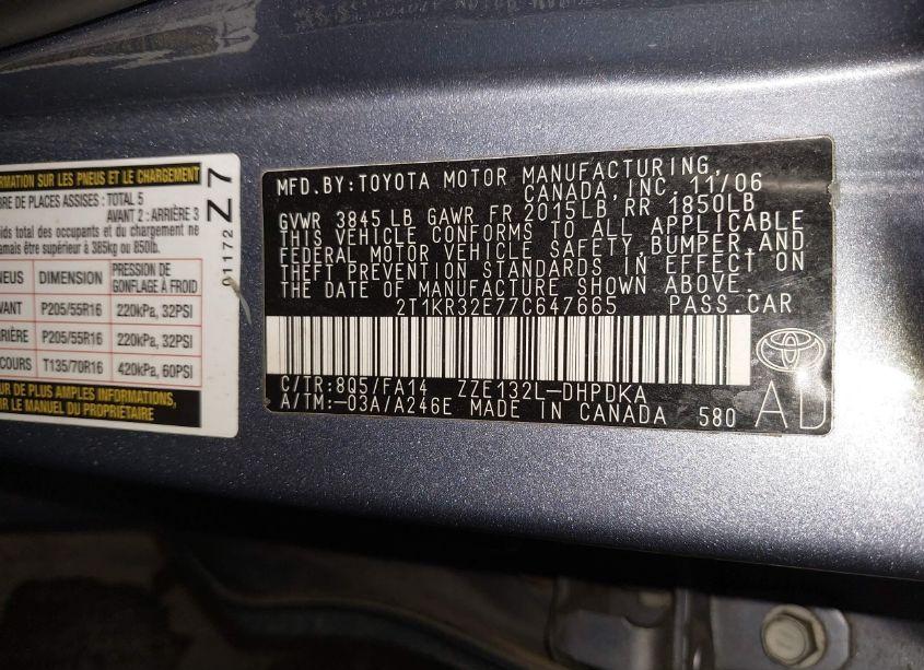 Photo 9 of 2007 Toyota Matrix (VIN 2T1KR32E77C647665)