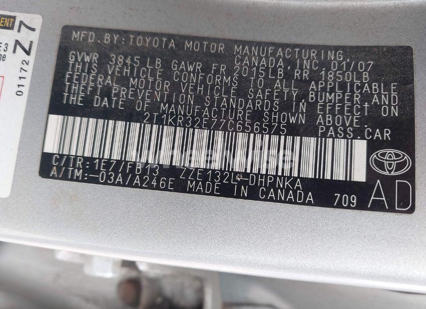 Photo 9 of 2007 Toyota Matrix XR (VIN 2T1KR32E77C656575)