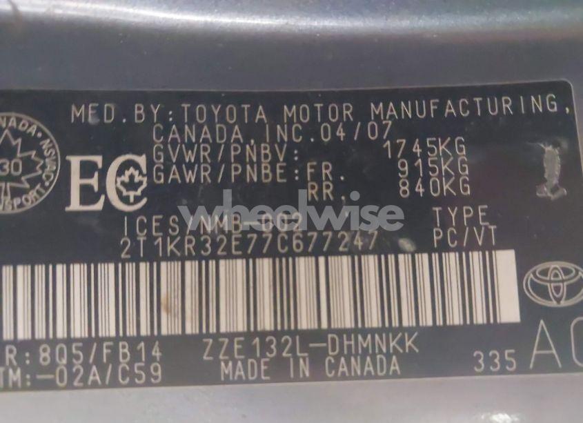 Photo 9 of 2007 Toyota Matrix XR (VIN 2T1KR32E77C677247)