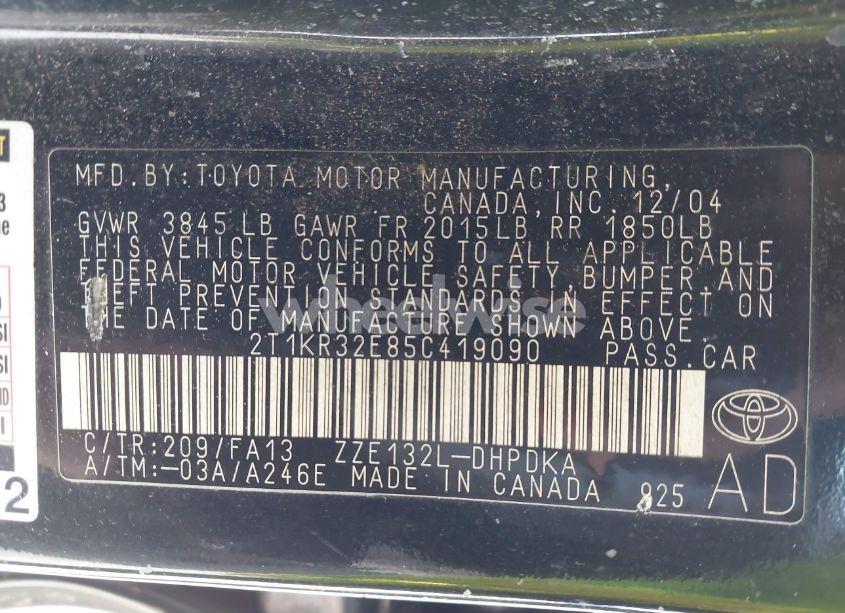 Photo 9 of 2005 Toyota Matrix (VIN 2T1KR32E85C419090)