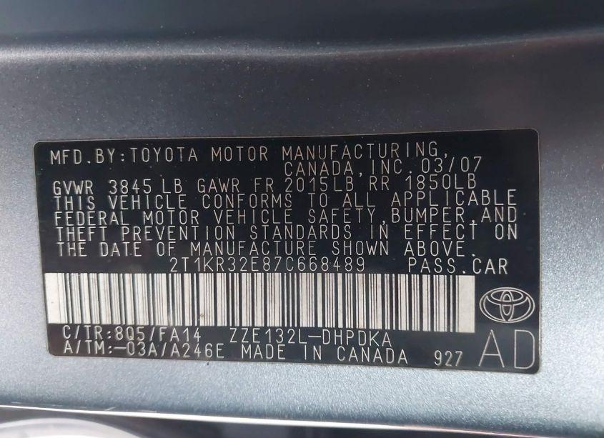 Photo 9 of 2007 Toyota Matrix (VIN 2T1KR32E87C668489)