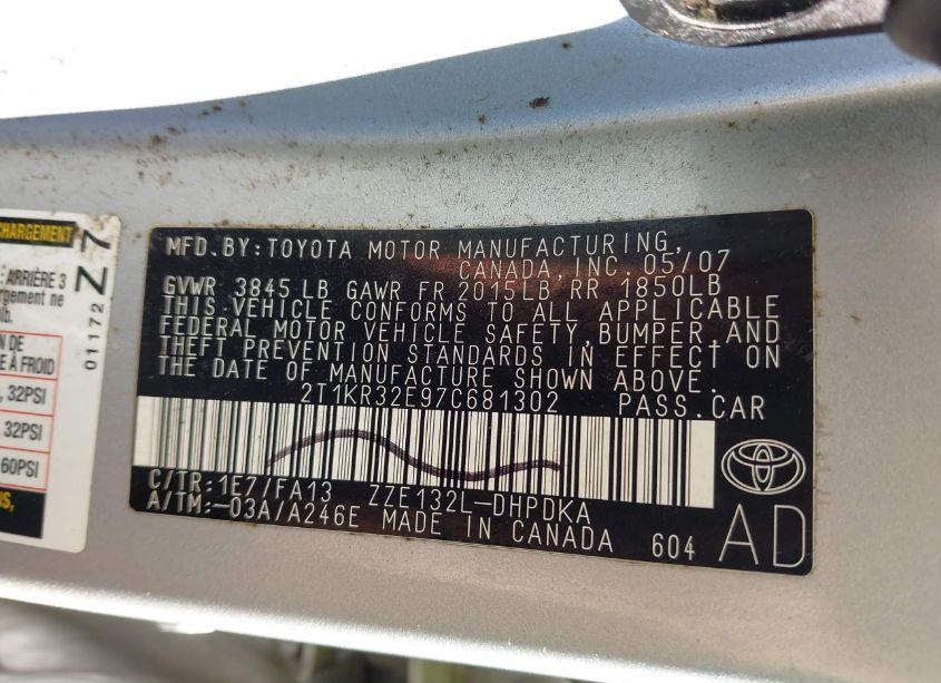 Photo 9 of 2007 Toyota Matrix (VIN 2T1KR32E97C681302)