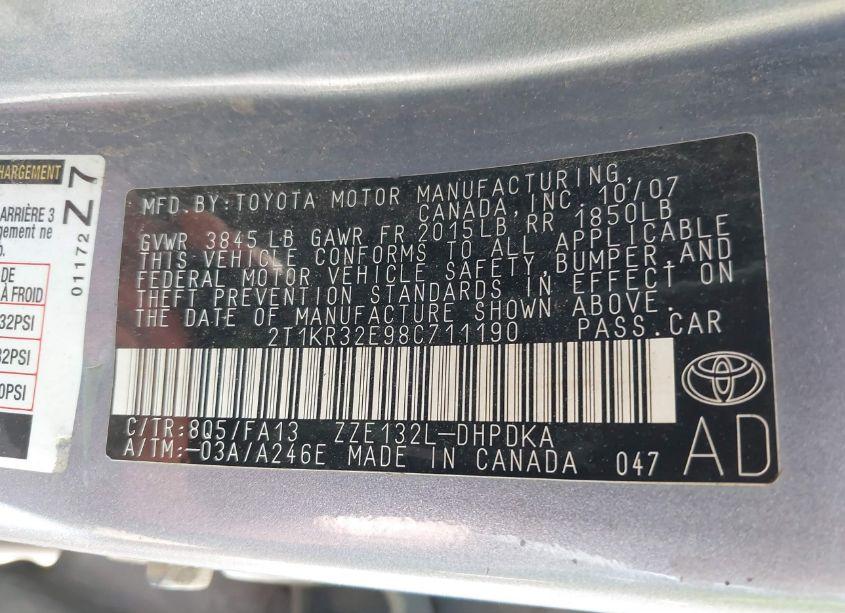 Photo 9 of 2008 Toyota Matrix (VIN 2T1KR32E98C711190)