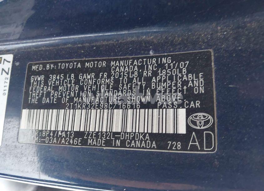 Photo 9 of 2008 Toyota Matrix (VIN 2T1KR32E98C716616)