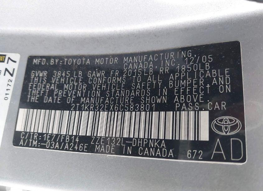 Photo 9 of 2006 Toyota Matrix XR (VIN 2T1KR32EX6C583801)