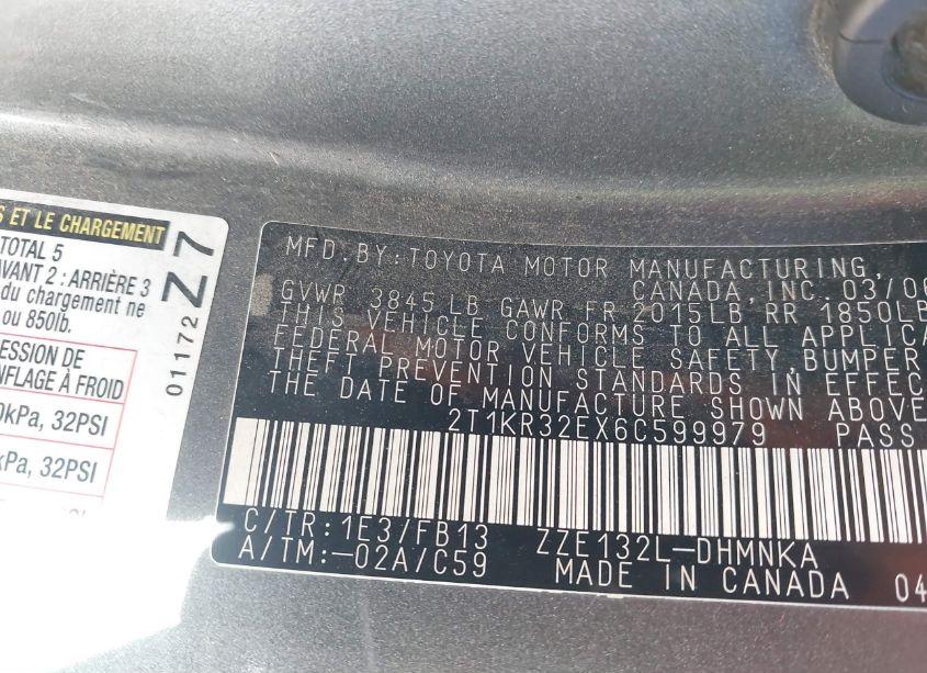 Photo 9 of 2006 Toyota Matrix XR (VIN 2T1KR32EX6C599979)