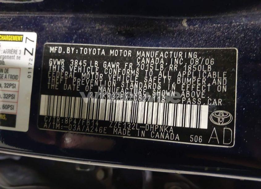 Photo 9 of 2007 Toyota Matrix XR (VIN 2T1KR32EX7C627118)