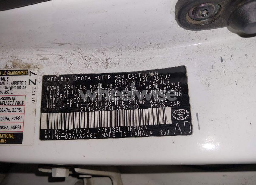 Photo 9 of 2008 Toyota Matrix (VIN 2T1KR32EX8C697610)