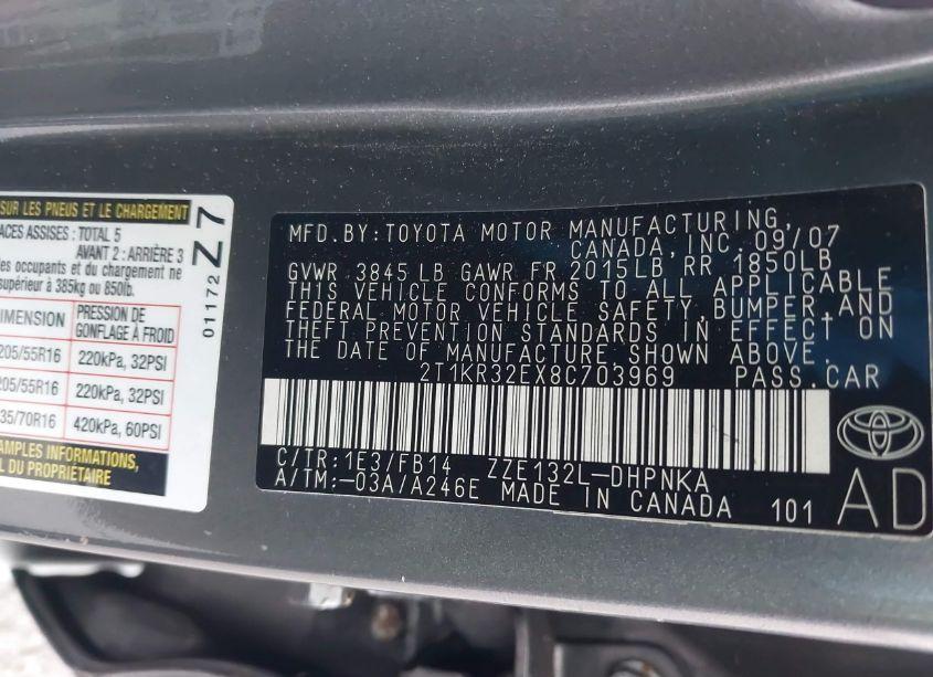 Photo 9 of 2008 Toyota Matrix XR (VIN 2T1KR32EX8C703969)