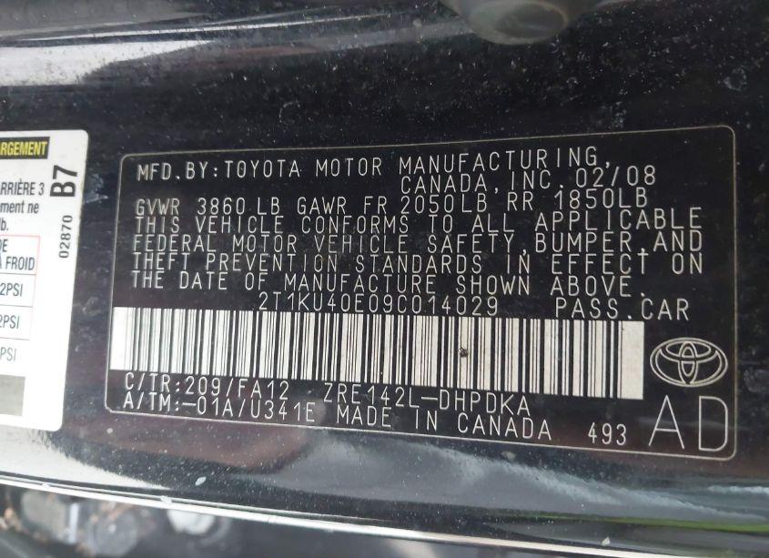 Photo 9 of 2009 Toyota Matrix (VIN 2T1KU40E09C014029)